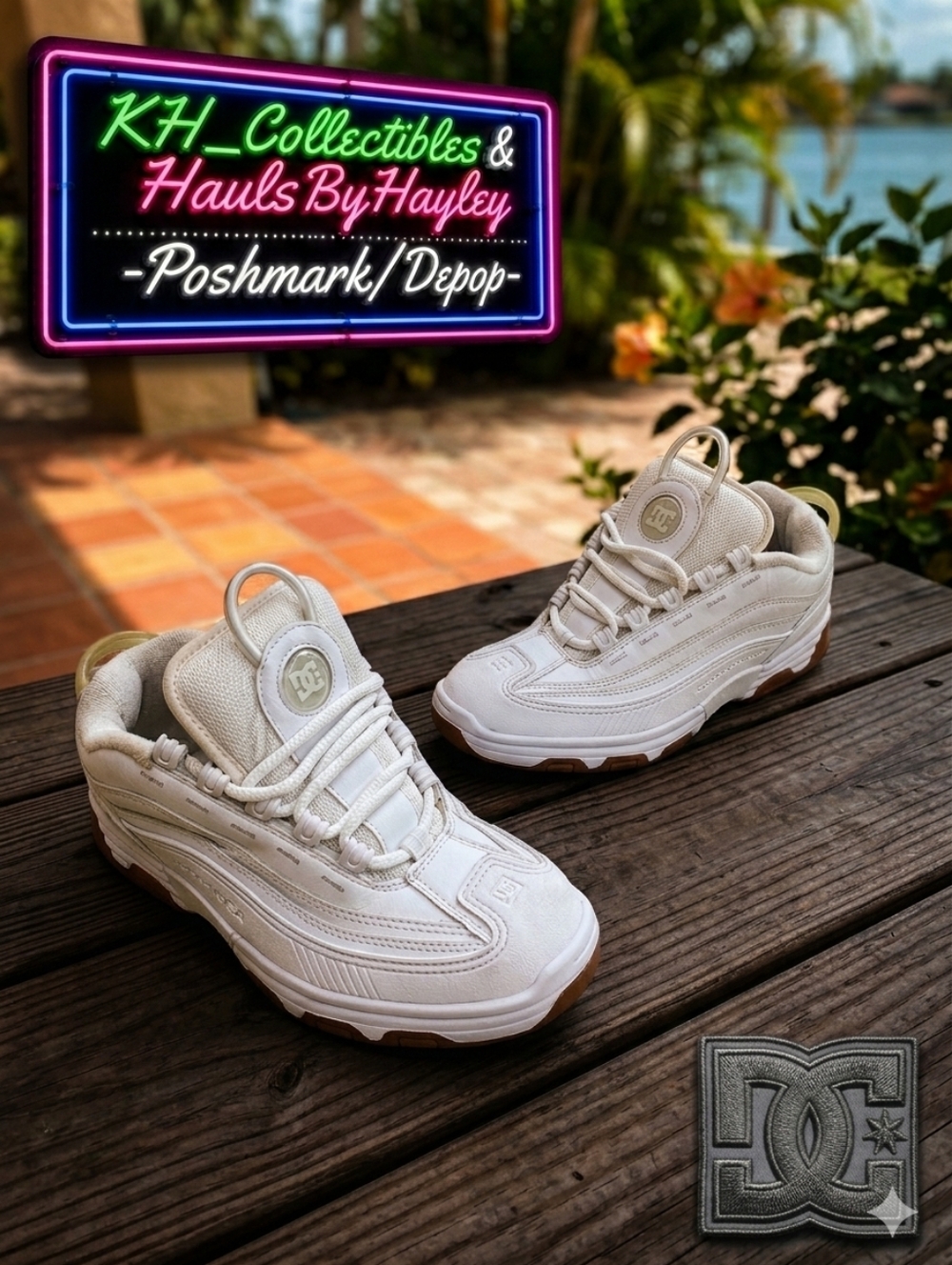 ​DC Shoes Legacy OG White Gum Chunky Skate Sneakers Size 8.5